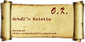 Orbán Koletta névjegykártya